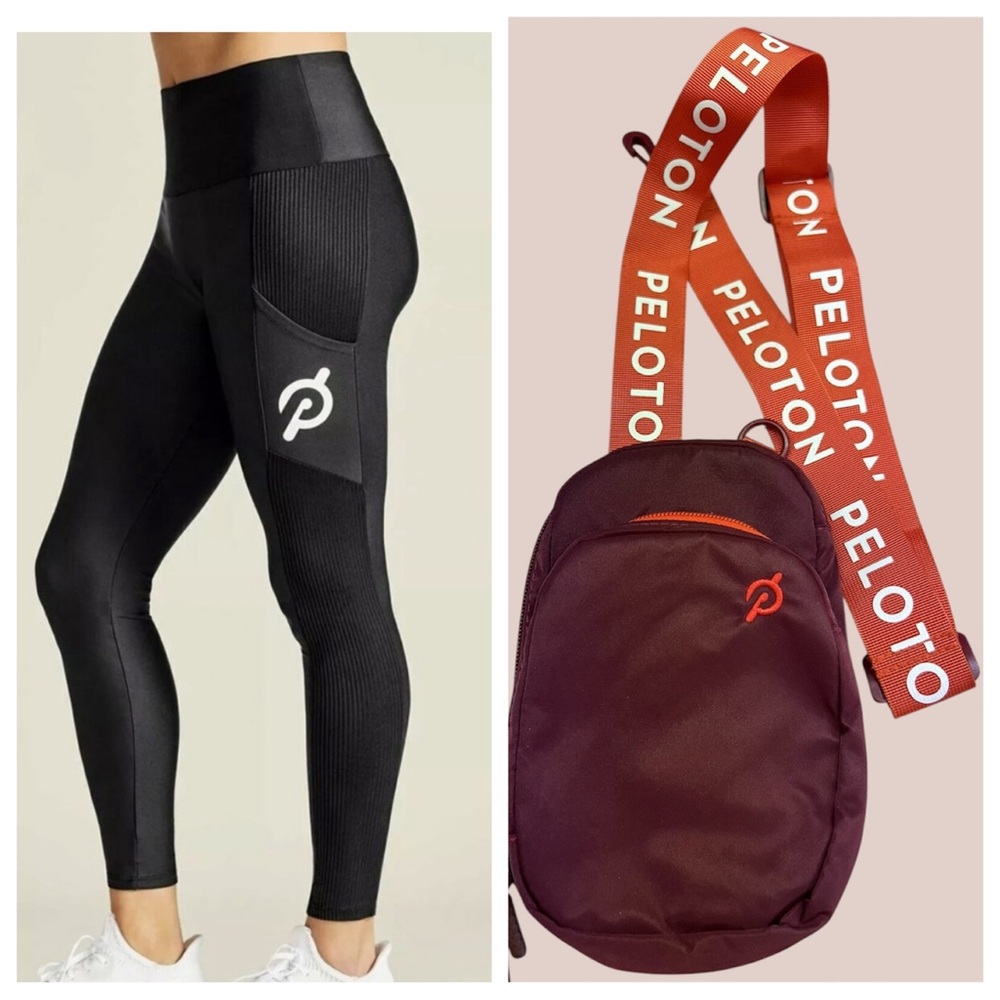 Peloton Ribbed Pocket Leggins and Fanny Pack Crossbody
